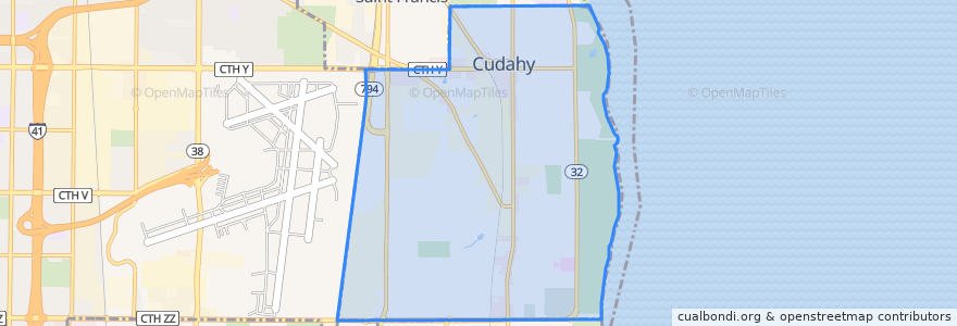 Mapa de ubicacion de Cudahy.