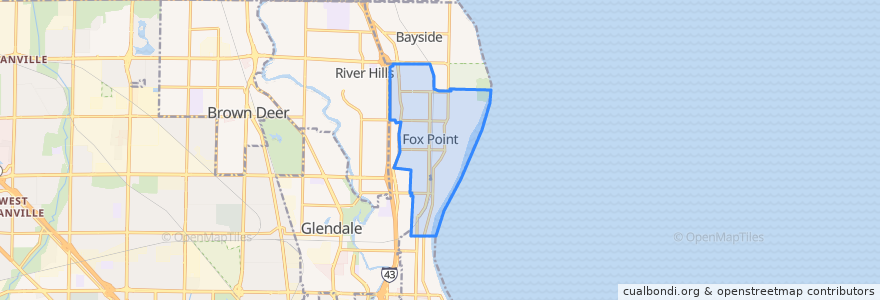Mapa de ubicacion de Fox Point.