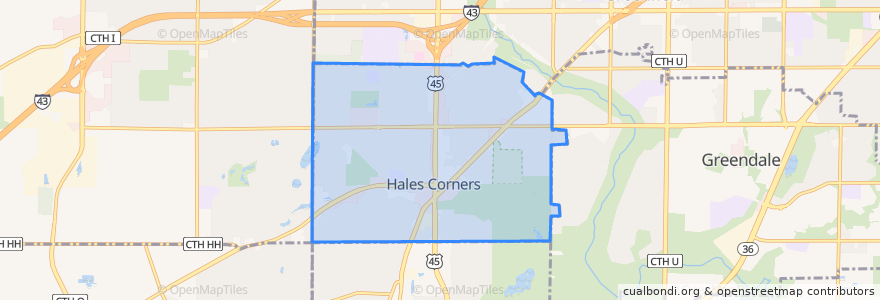 Mapa de ubicacion de Hales Corners.
