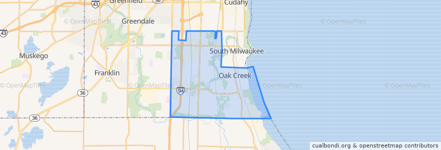 Mapa de ubicacion de Oak Creek.