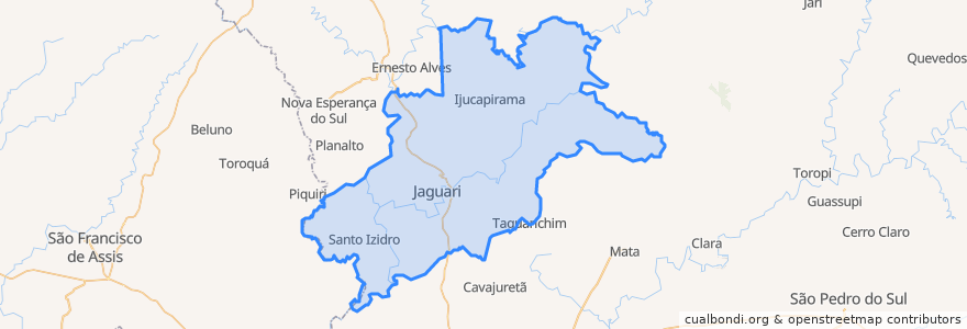 Mapa de ubicacion de Jaguari.