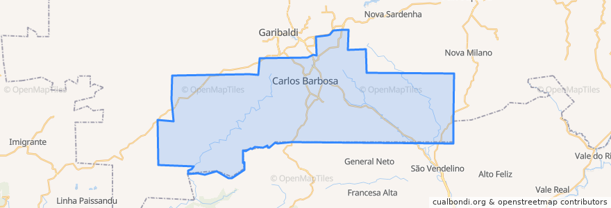 Mapa de ubicacion de Carlos Barbosa.