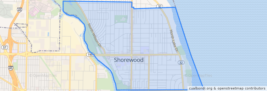 Mapa de ubicacion de Shorewood.