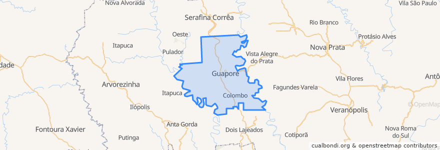 Mapa de ubicacion de Guaporé.