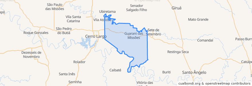 Mapa de ubicacion de Guarani das Missões.