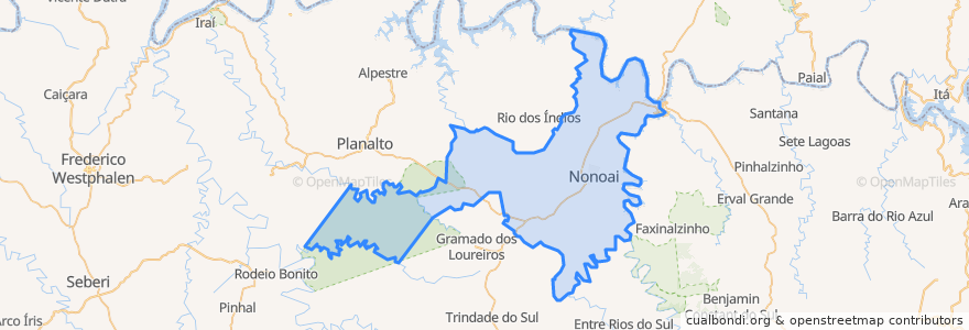 Mapa de ubicacion de Nonoai.