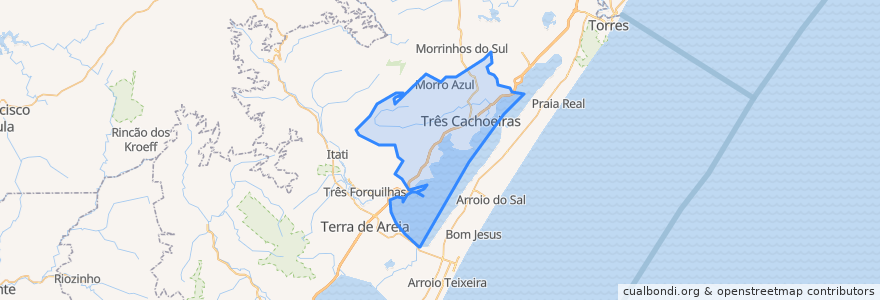 Mapa de ubicacion de Três Cachoeiras.