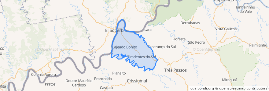 Mapa de ubicacion de Tiradentes do Sul.