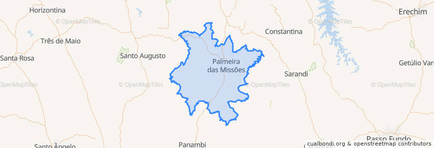 Mapa de ubicacion de Palmeira das Missões.