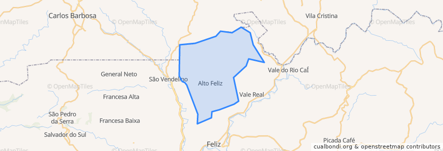 Mapa de ubicacion de Alto Feliz.