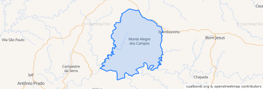 Mapa de ubicacion de Monte Alegre dos Campos.