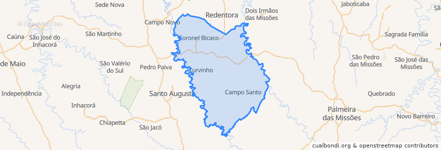 Mapa de ubicacion de Coronel Bicaco.