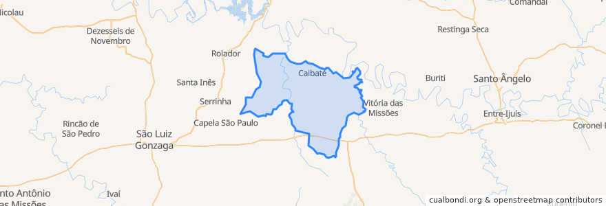 Mapa de ubicacion de Caibaté.