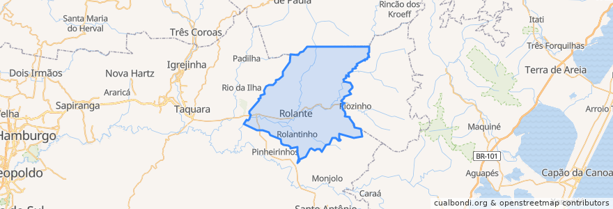 Mapa de ubicacion de Rolante.