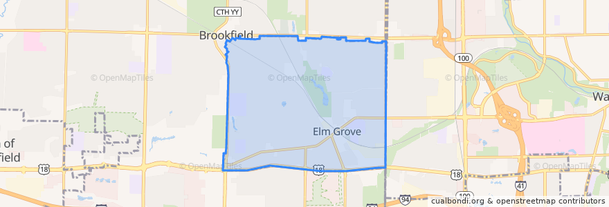 Mapa de ubicacion de Elm Grove.