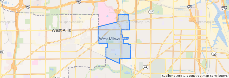 Mapa de ubicacion de West Milwaukee.