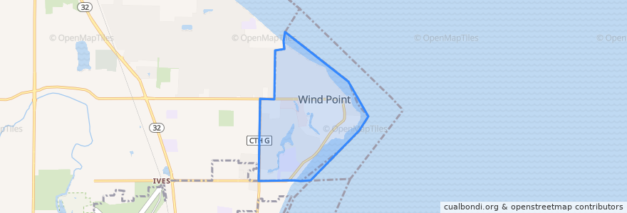 Mapa de ubicacion de Wind Point.