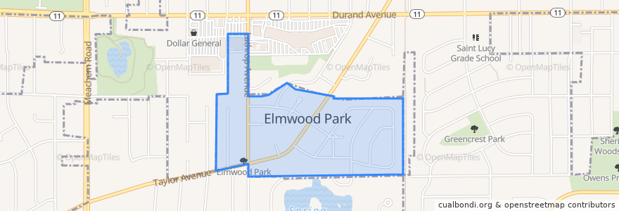 Mapa de ubicacion de Elmwood Park.