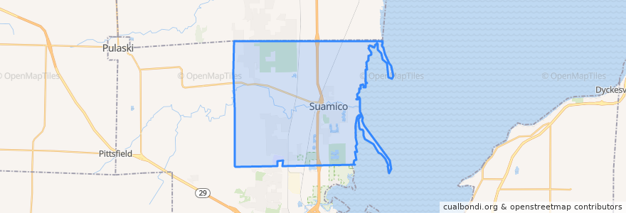Mapa de ubicacion de Suamico.