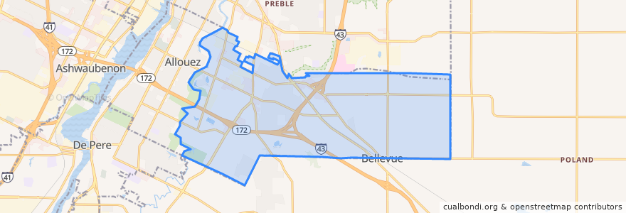 Mapa de ubicacion de Bellevue.