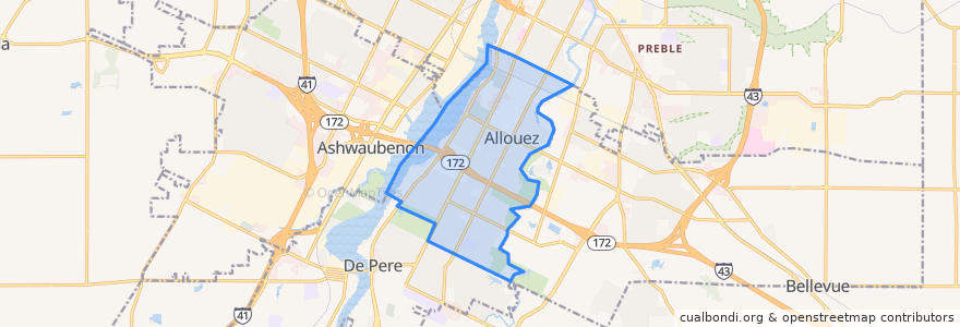Mapa de ubicacion de Allouez.