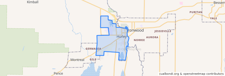 Mapa de ubicacion de Hurley.