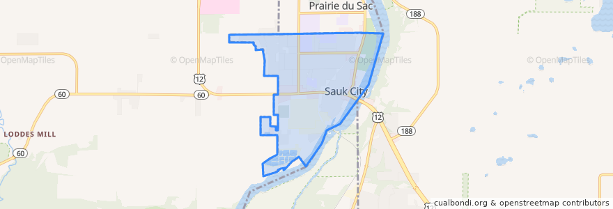 Mapa de ubicacion de Sauk City.