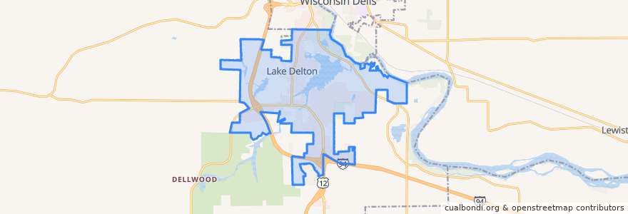 Mapa de ubicacion de Lake Delton.