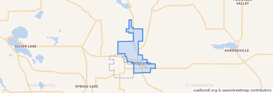 Mapa de ubicacion de Redgranite.