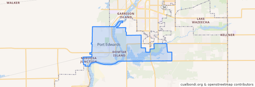 Mapa de ubicacion de Port Edwards.