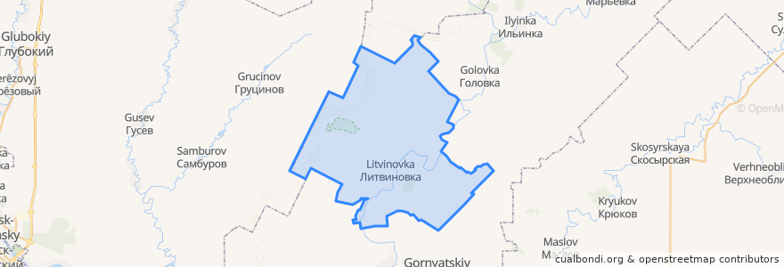 Mapa de ubicacion de Литвиновское сельское поселение.