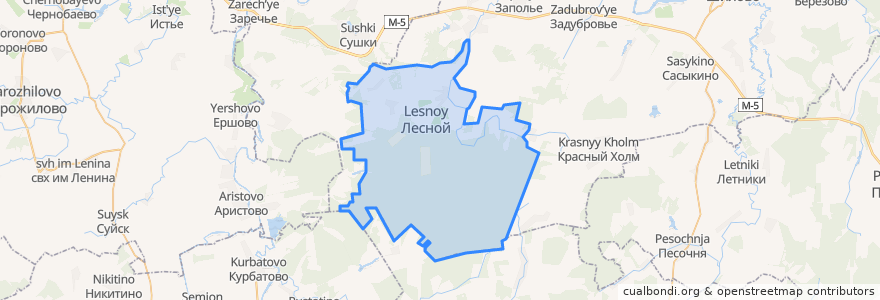 Mapa de ubicacion de Лесновское городское поселение.