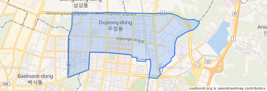 Mapa de ubicacion de Dujeong-dong.