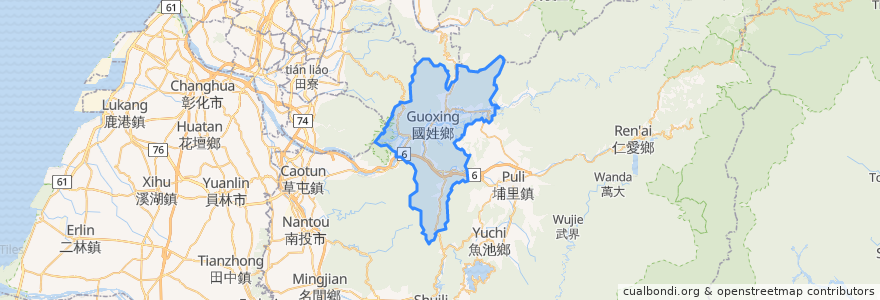 Mapa de ubicacion de Guoxing.