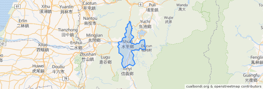 Mapa de ubicacion de Shuili Township.