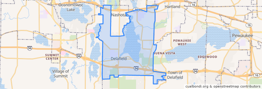 Mapa de ubicacion de Delafield.