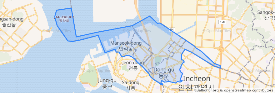 Mapa de ubicacion de 동구.