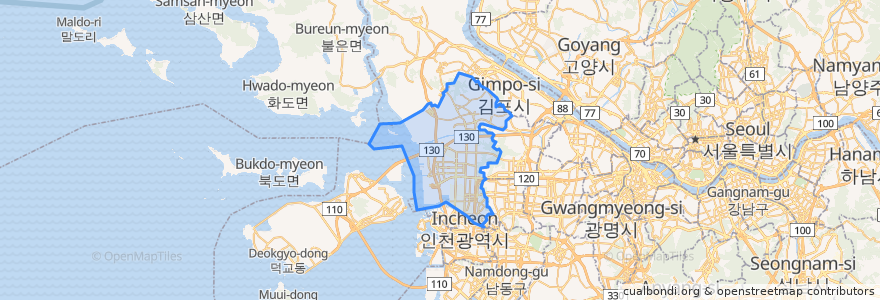 Mapa de ubicacion de 서구.