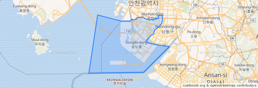 Mapa de ubicacion de 연수구.