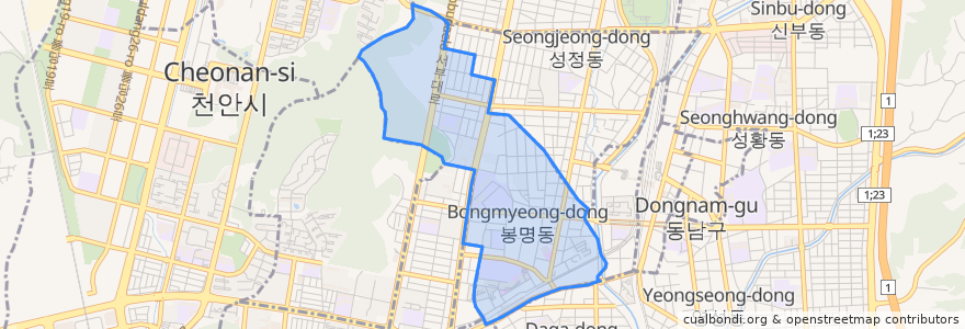 Mapa de ubicacion de 봉명동.