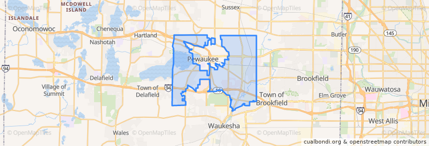 Mapa de ubicacion de City of Pewaukee.