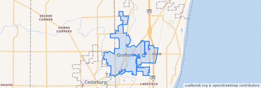 Mapa de ubicacion de Grafton.