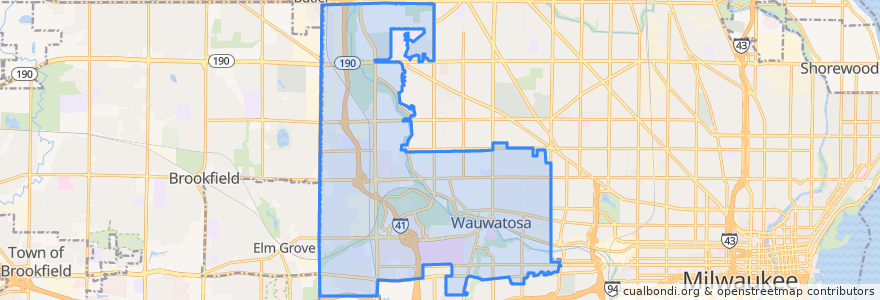 Mapa de ubicacion de Wauwatosa.