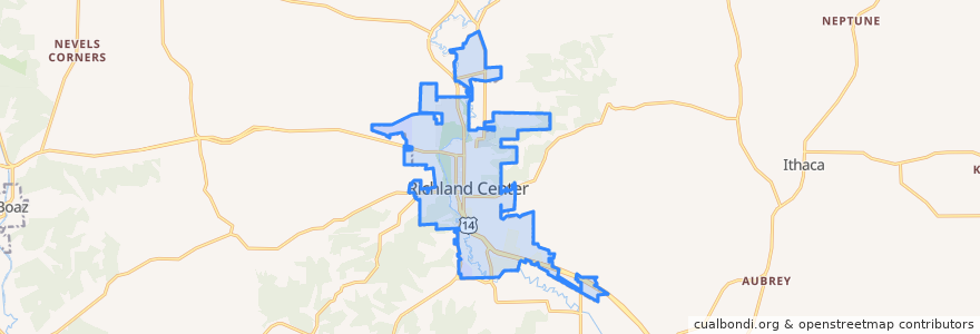 Mapa de ubicacion de Richland Center.