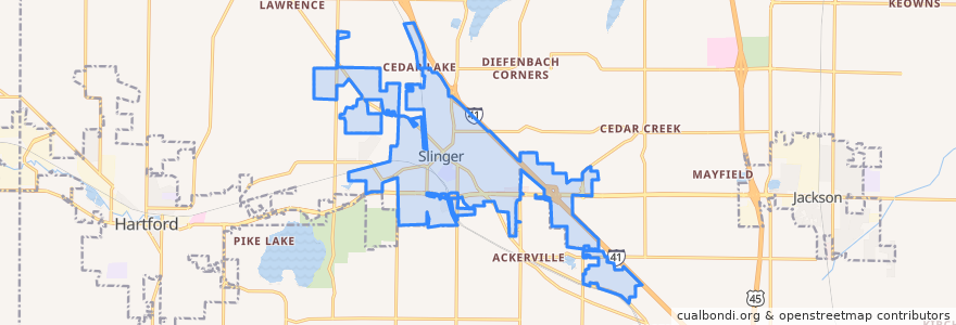 Mapa de ubicacion de Slinger.
