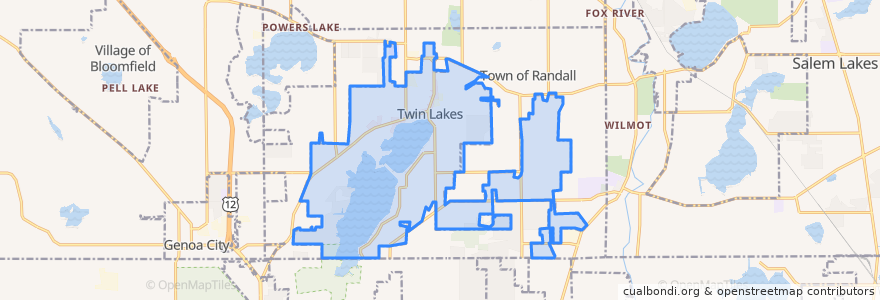 Mapa de ubicacion de Twin Lakes.