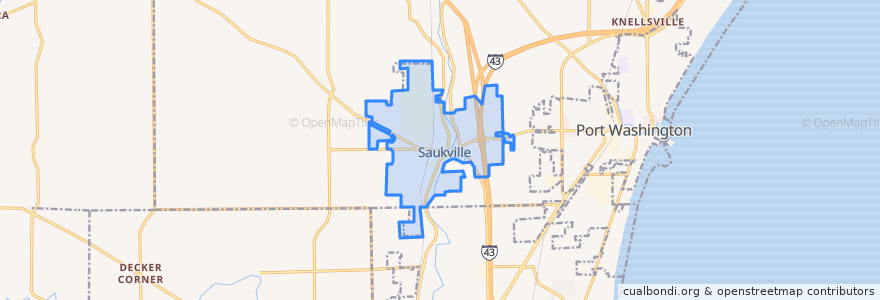 Mapa de ubicacion de Saukville.