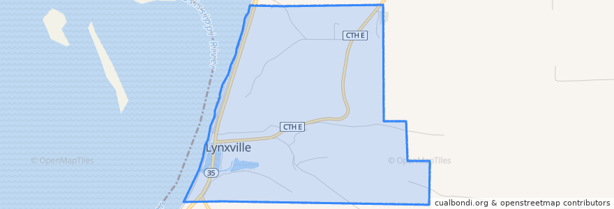 Mapa de ubicacion de Lynxville.