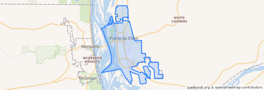 Mapa de ubicacion de Prairie du Chien.