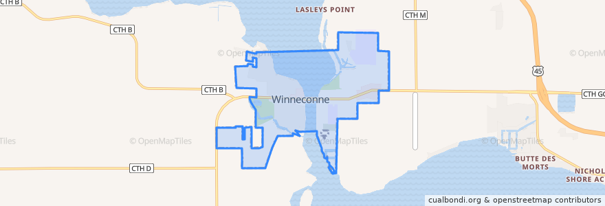 Mapa de ubicacion de Winneconne.